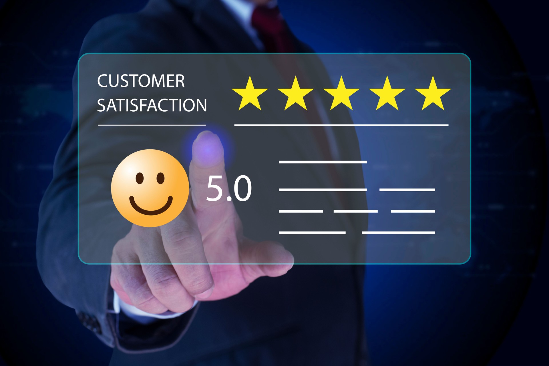 Customer Satisfaction Survey concept, 5-star satisfaction, Users Rate Service Experiences On Online Application